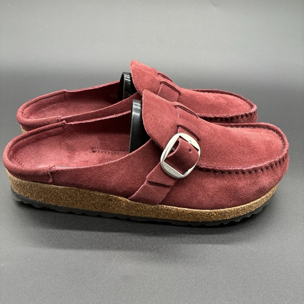 Birkenstock Buckley Shearling Suede Clog Mule Burgundy Maroon EU 37 Narrow - Picture 3 of 13